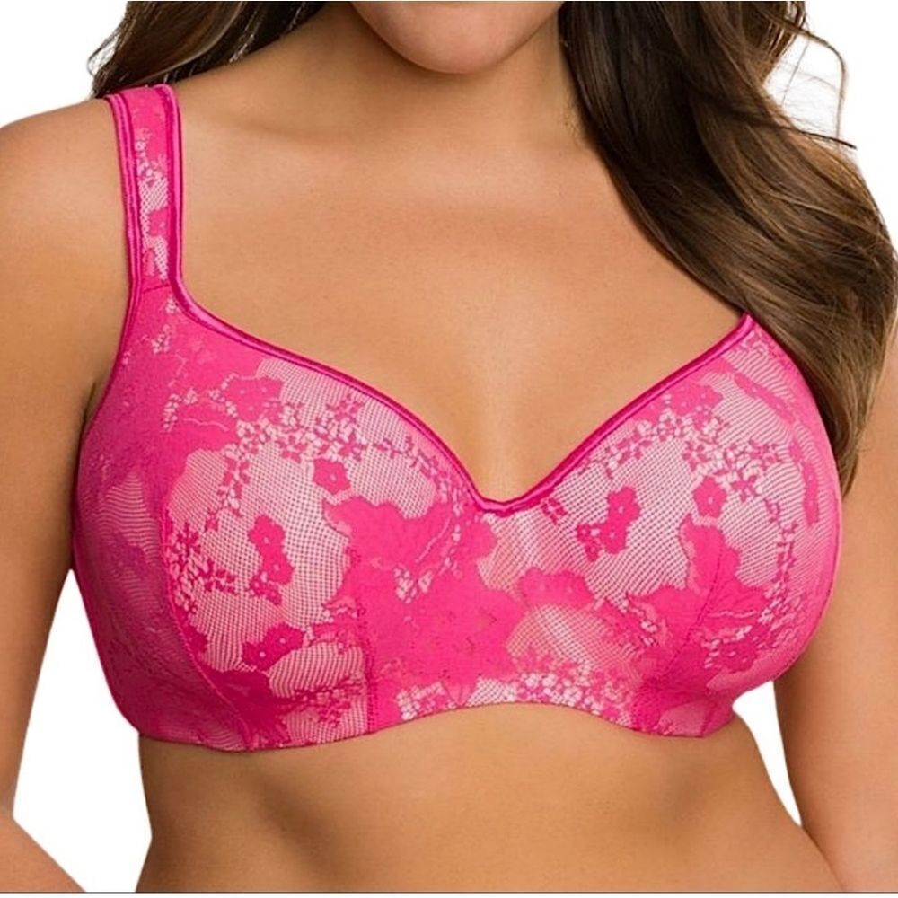 Women's Lace Full-Coverage Bra - Hot Pink